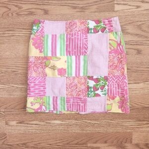 Lilly Pulitzer Patchwork Print Mini Skirt, Size 4